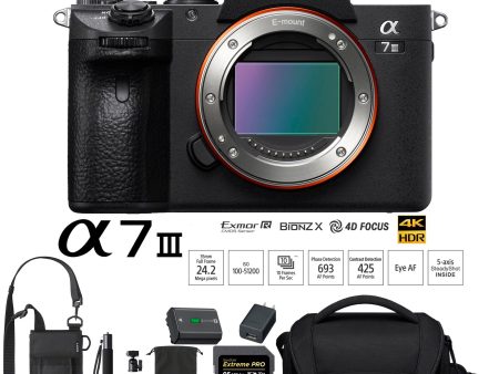 Sony a7III Full Frame Mirrorless ILC Camera and Monopod 128GB Memory Card Case Bundle on Sale