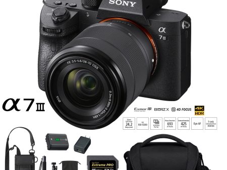 Sony a7III Full Frame Mirrorless ILC Camera w  28-70mm Lens Monopod 128GB Case Bundle For Discount