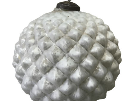 150MM Matte Rustic White Ball Diamond Design Ornament Online Hot Sale