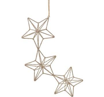 14  Gold Glittered Triple Star Ornament Online now