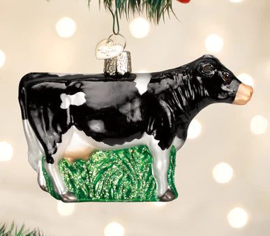 Glass Black Dairy Cow Ornament For Discount