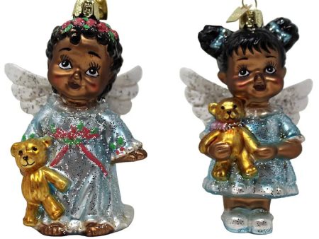 4  Glass Black Girl Angel Ornament sold individually For Discount