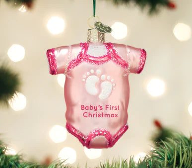 Pink Baby Girl Onesie Glass Ornament Online Hot Sale