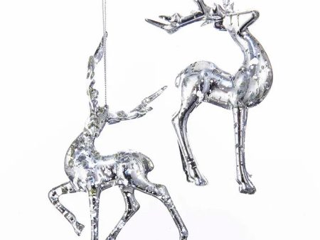 6  Plastic Silver Deer Ornament Online Sale