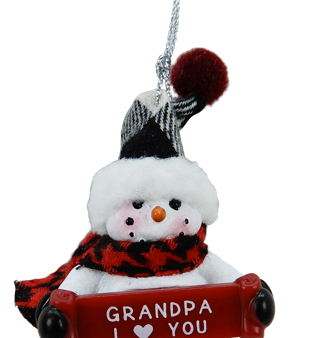 2.5  Snowman Ornament - Grandpa I (heart) You Hot on Sale