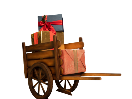 Wooden Cart with Presents Supply